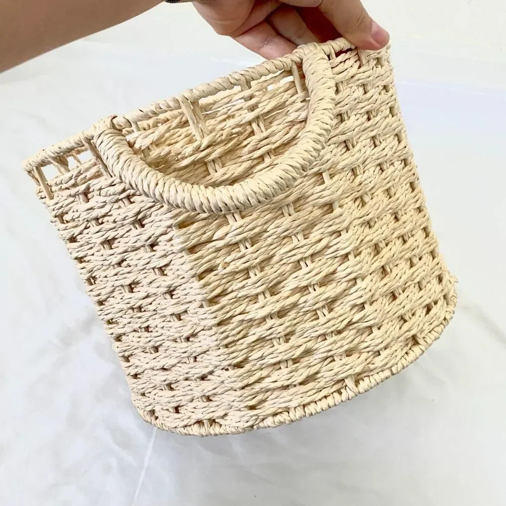 Target Brightroom Round Large Woven Storage Basket With Handles 11x8